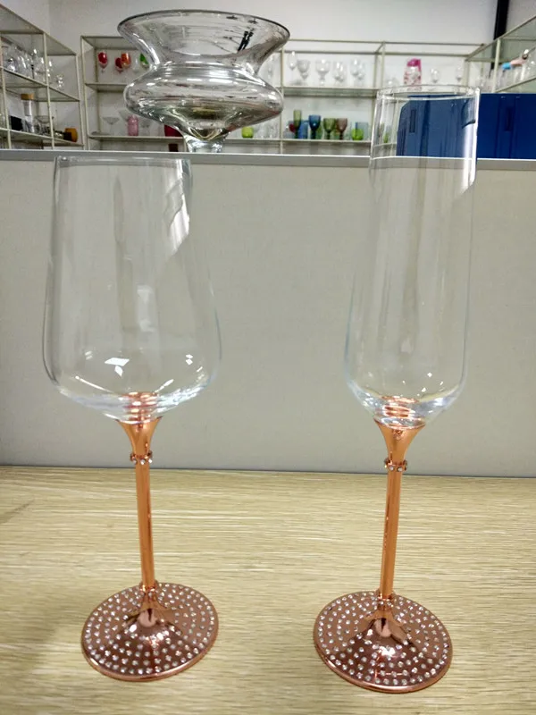 Copa de vino metal champán cristal elegantemente vasos de vino tinto beber bebidas 