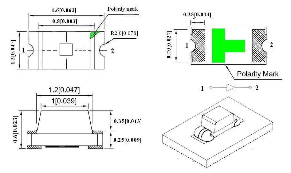 chinese special wavelength led supplier hot sell top view 0603