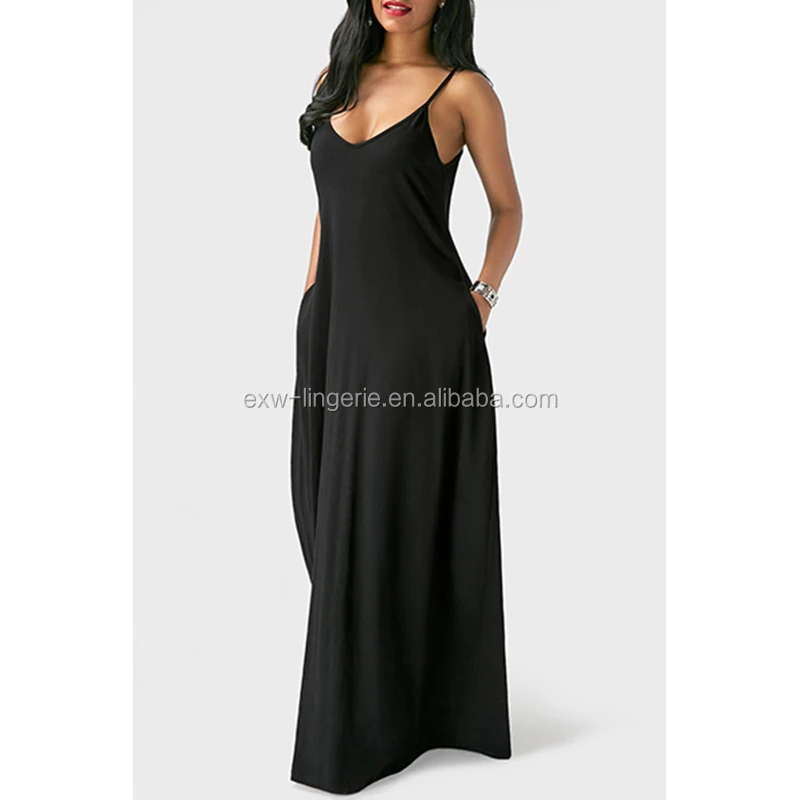 

Wonder Beauty Women Summer Straps Maxi Dress with Pockets Office Dress for Pregnant Women, As shown office dress for pregnant women