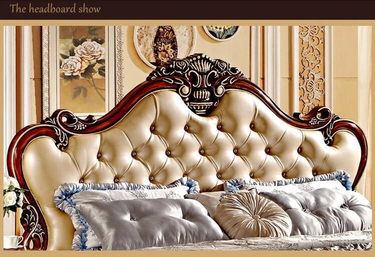 modern european solid wood bed Fashion Carved 1.8 m bed french bedroom furniture osc96325