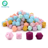 

Wholesale Bulk Large Hexagon Baby Chomp Chew BPA Free Food Grade Soft Loose Silicone Teething Beads For Jewelry Making
