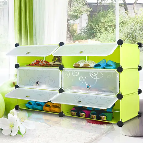6 Cubes Shoe Rack For Closet Floor Aseembled By Panels And
