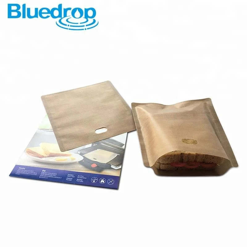 

Bluedrop Teflon toaster bags non stick grill cheese bread bags PTFE sandwich pockets Pack of 3, Brown;black;beige