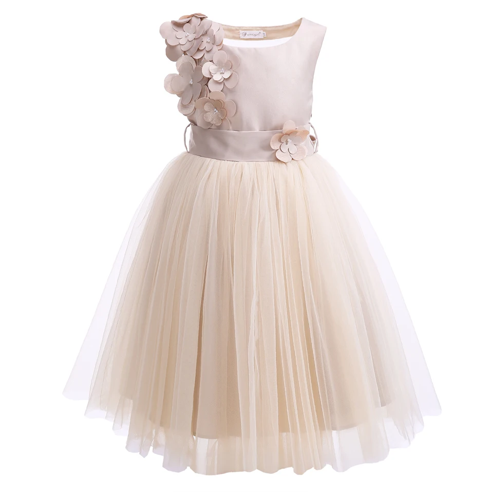 

Wholesale Boutique clothing Cotton Kids Sleeveles Flower Girl Dresses with Big Handmade Flower