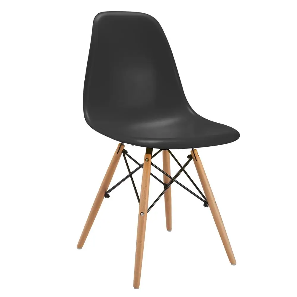 
Modern Design White PP Plastic Dining Chairs With Beech Wood Legs 