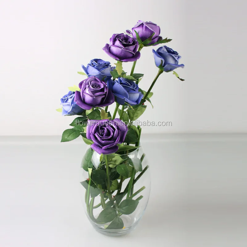 Pu Rose Arrangement In Illusion Glass Vase Artificial Rose Petals