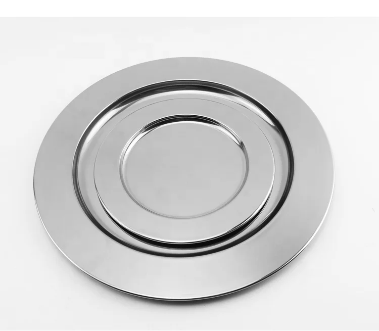 

Stainless Steel Round Food Tray Dinner Plate, N/a