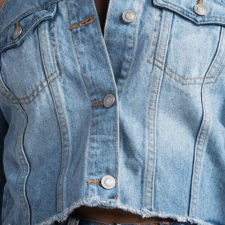 New Fashion Sexy off Shoulder Short Cropped Denim Jean Jacket Women