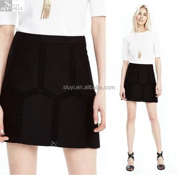 Women Short Office Mini Skirt Black Embroidered Lace Women Short Office Mini Skirt Black Embroidered Lace Fomal Skirts 2017