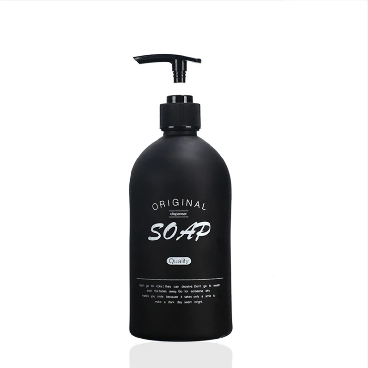 
Amazon Hot Sale 500ml 16oz Matte Black Customizable Screen Printing Boston Glass Soap Dispenser Bottle 
