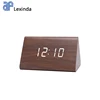 EC-W003Chinese wholesale triangle digital weather station White led wooden alarm clock for decoration