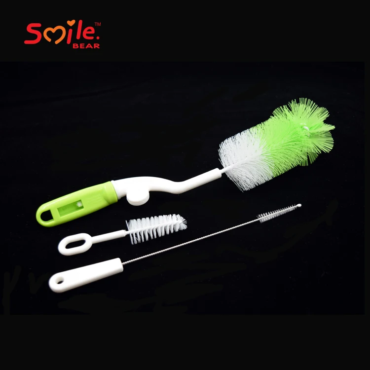 

Sample Free Rotating Nylon Plastic Baby Cleaning Bottle Nipple Brush Set, In stock/customized