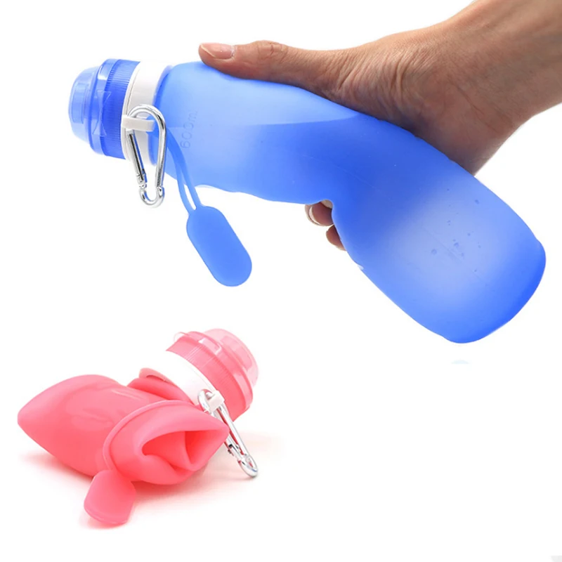 

Portable and Eco-friendly Muti-Function Silicone Water Bottle, Blue green and pink