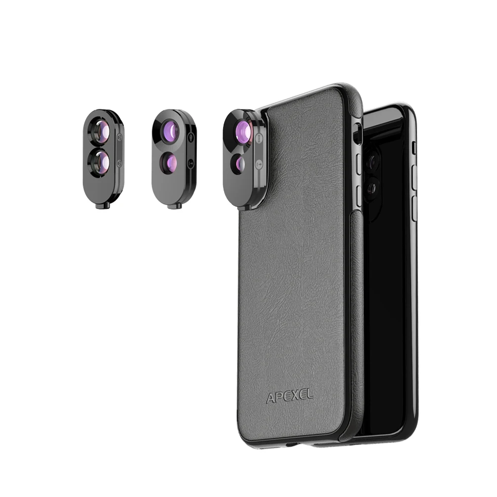 2019 创新设计手机皮套相机镜头套件鱼眼微距广角长焦镜头适用于