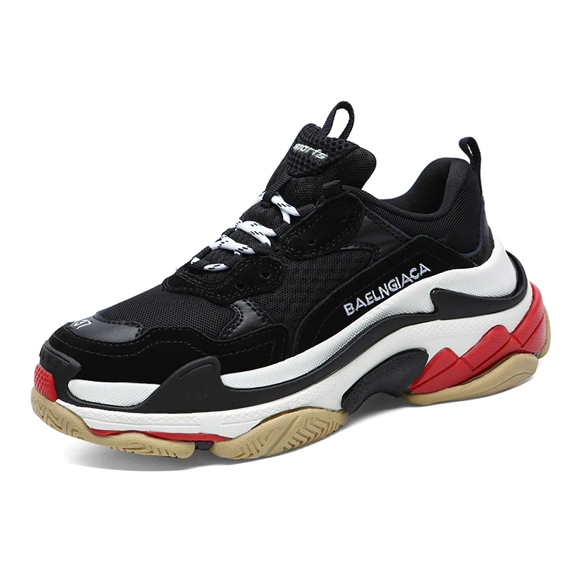 

2020 Custom men adults fashion popular style sports shoes Clunky Sneakers mixed colors Dad casual shoes, Black and green,black and red