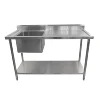 Restaurant Hotel stainless steel equipment sink work table with backsplash