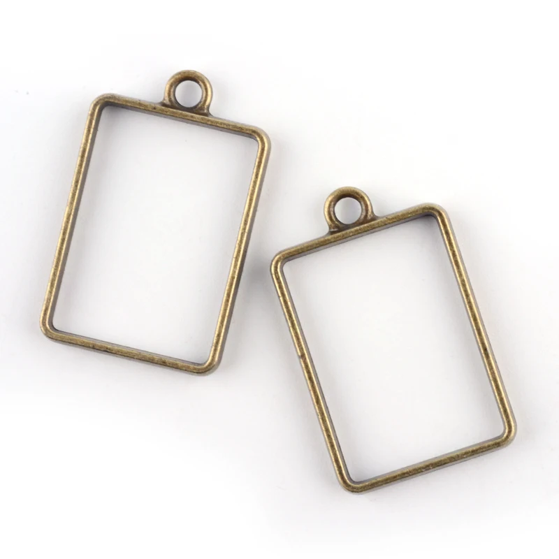 

PandaHall Rack Plating Alloy Rectangle Open Back Bezel Pendant For DIY Resin Pressed Flower Jewelry Lead Free & Nickel Free, Color