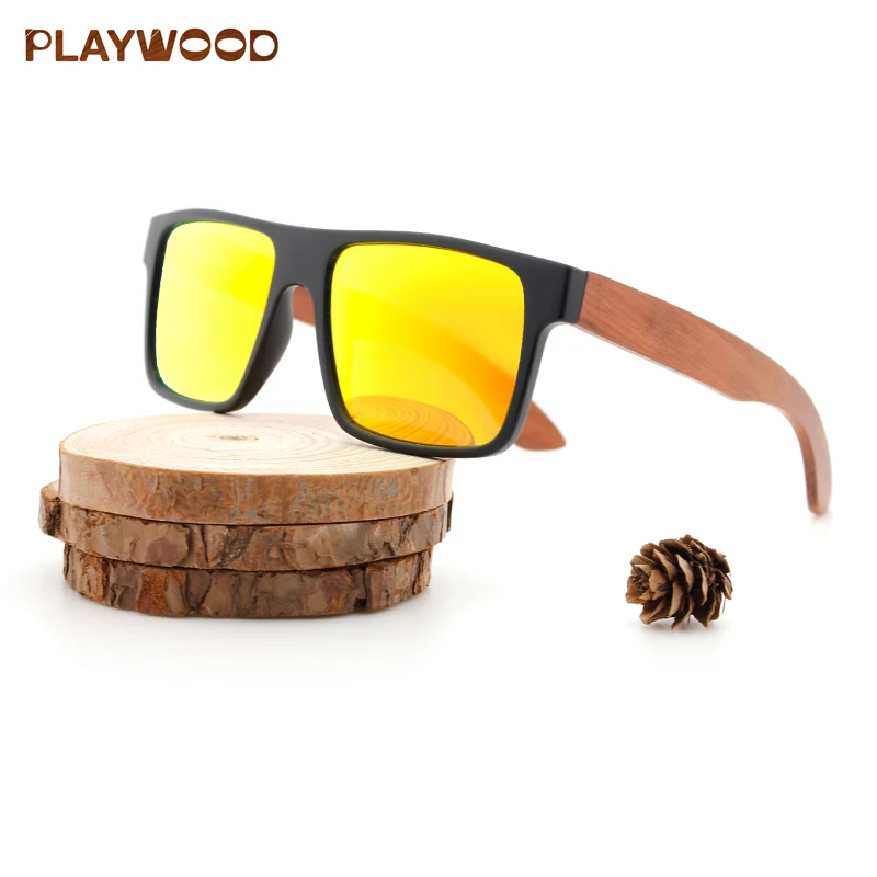 

Original Design Mirror Bamboo Arms Plastic Frame Sunglasses