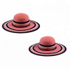 Multi Color Stripes Paper Straw Floppy Beach Hat with Twisted Paper Cords