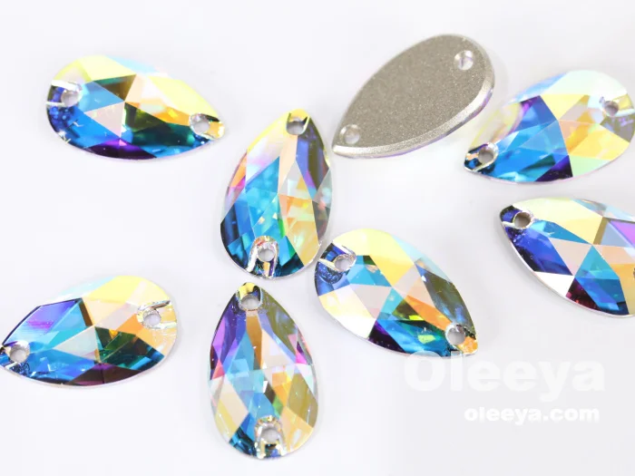 Factory Wholesale Teardrop 5A Glass Droplet Crystal AB Sew on Rhinestones for Dresses