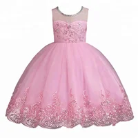 

European and American style Bridesmaid Dress pink Western Flower Girl Dress Delicate embroidered kid frock for 3years