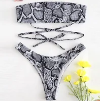 

2019 New wholesale snake skin printed sexy two piece women bikini
