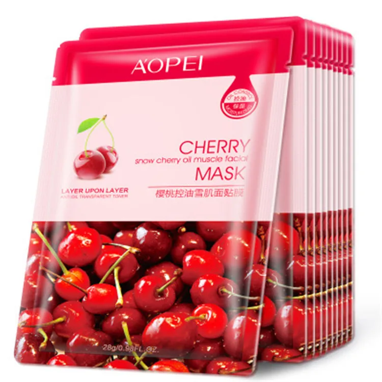 

Fruit Essence Moisturizing Facial Mask Cherry Hydrating Whitening Skin Care Shrink Pore Mask Sheet