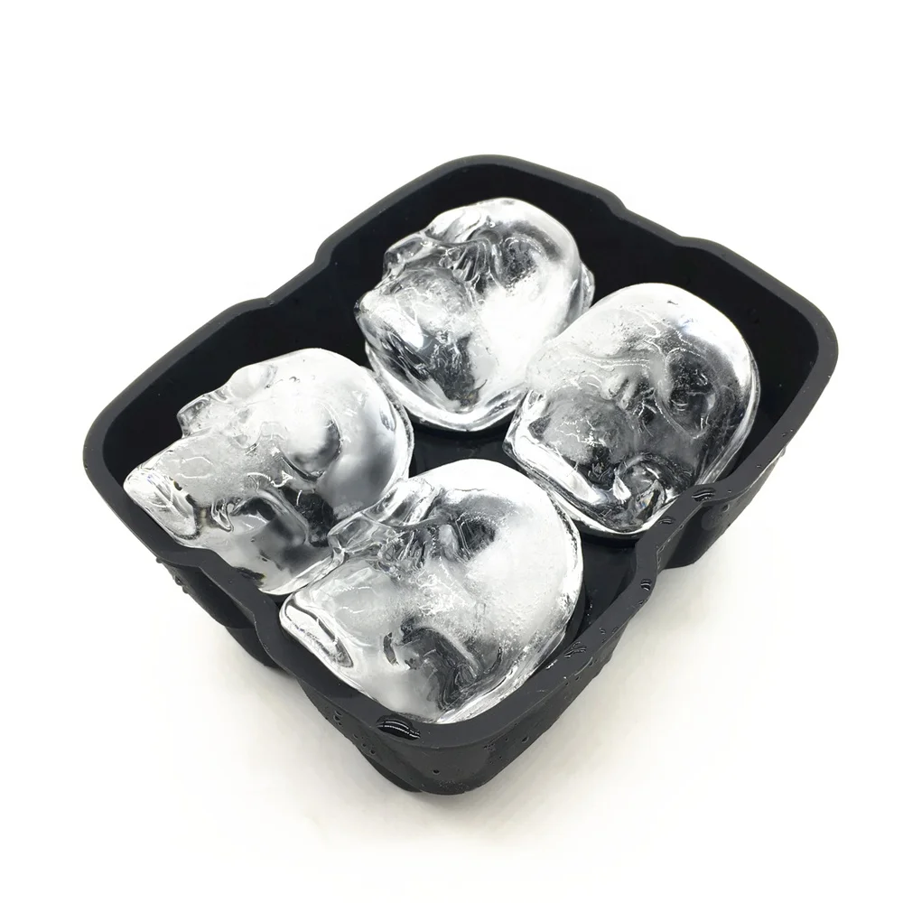 

Alibaba Best Sellers 3D Skull-shapeIce Ball Maker Mold, Flexible Silicone Ice Cube Tray Molds With Lid, Makes Four Giant Skulls, Custom