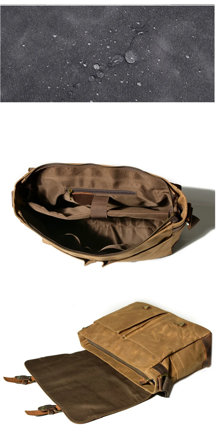 The latest popular vintage design waterproof waxed canvas unisex messenger bag briefcase digital gear camera bags