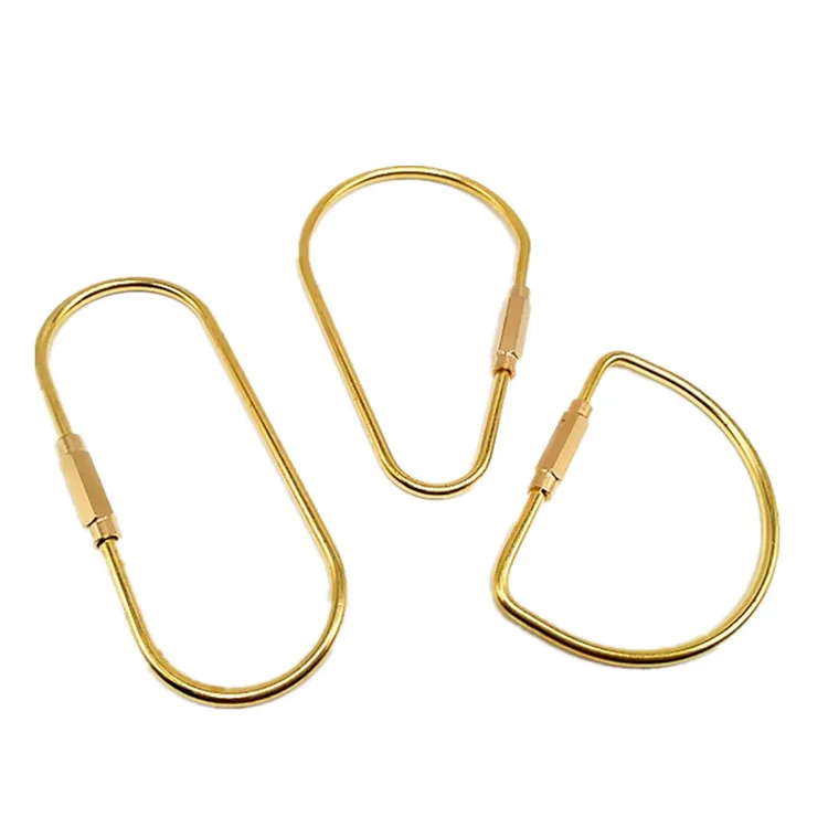 Lightweight Small Screw Locking Carabiners Brass D Shape Car Key Ring ...