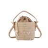 2019 Summer Beach Chic Flower Lace Rattan Purse Handbag Straw Drawstring Bucket Bag