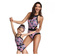 

parent-child one piece bikini swimsuit 2020 bandage summer beach swimwear paisley outfit