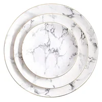 

6 / 8 / 10 inch modern white marble luxury dinner serving restaurant porcelain plate