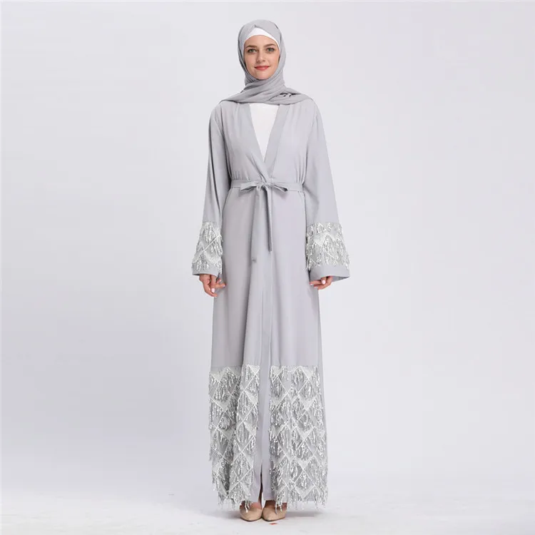 

2019 new arrival islamic beautiful clothing wholesale high quality open abaya malaysia women clothing, Pink,gray,black