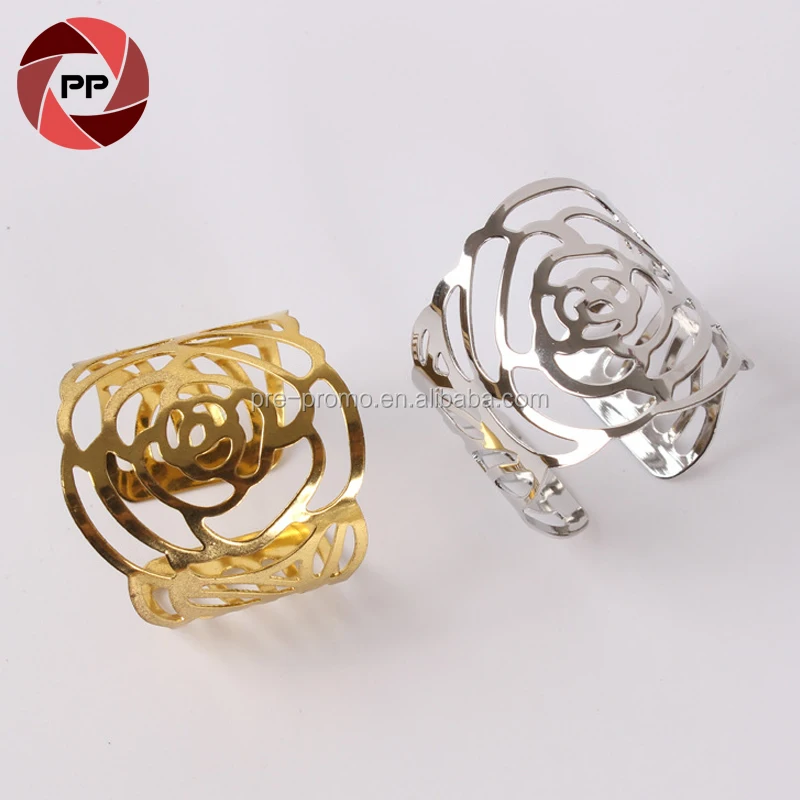 

gold and silver color metal flower napkin ring, Gold/rose gold/silver