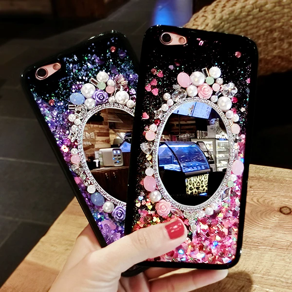 

Luxury Fashion Flowing Liquid Floating Sparkle Glitter Soft Back Case Cover Mirror Case for Apple iPhone 6/6 plus 5.5case