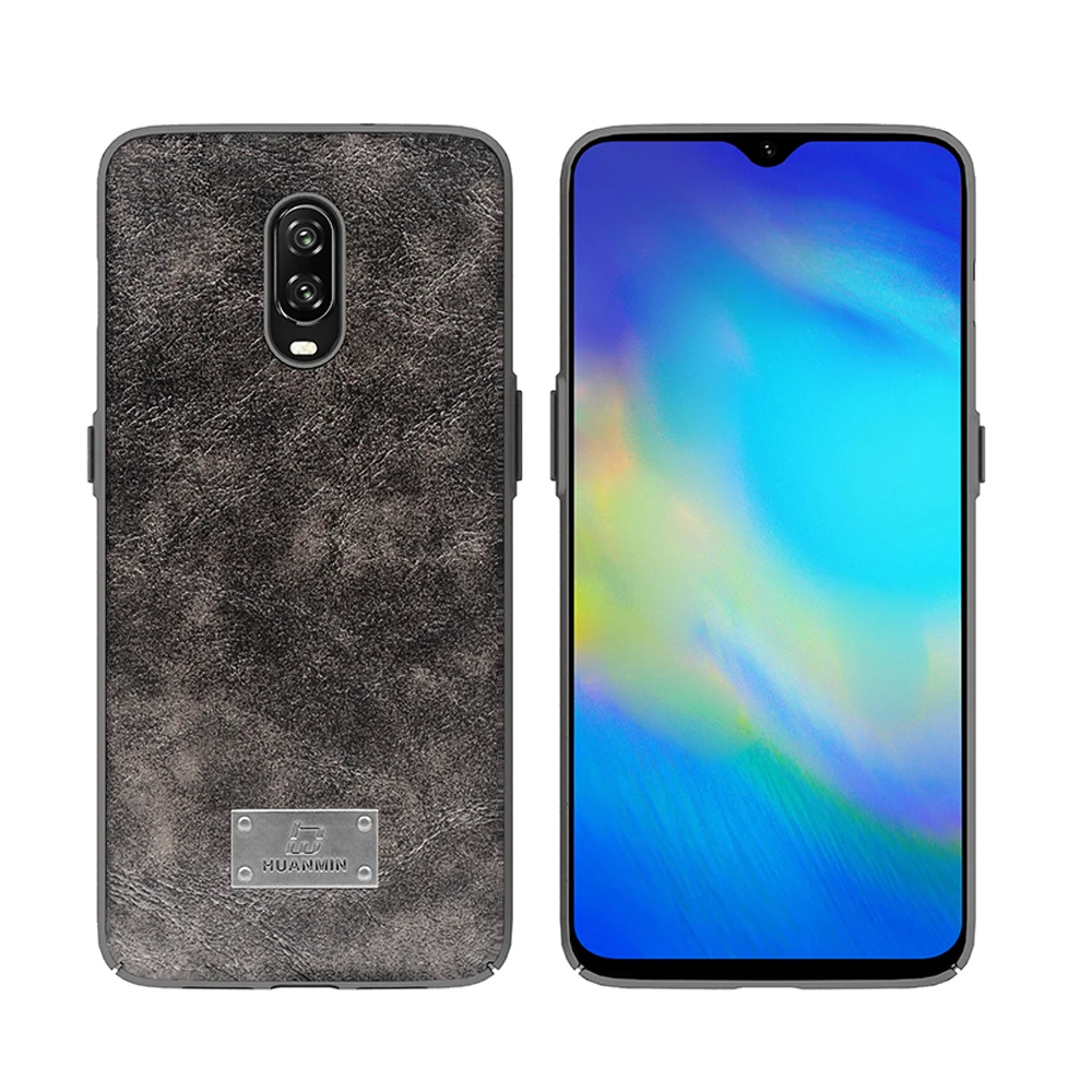 

For One Plus 6T, Custom Logo Retro Leather Phone Case