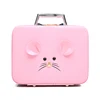 Stereoscopic mouse pattern makeup cosmetic case bag lighted professional women cosmetic makeup case with mirror