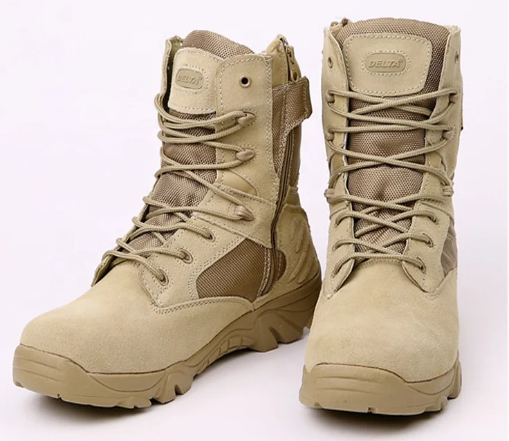 

Men Sand Black Outdoor Military Sports Combat Mission Panama Pattern Breathable Jungle Tactical Army Boots, Black khaki