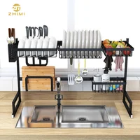 

High Quality Black Kitchen Storage 201 Stainless Steel Over Sink Plate Drying Rack