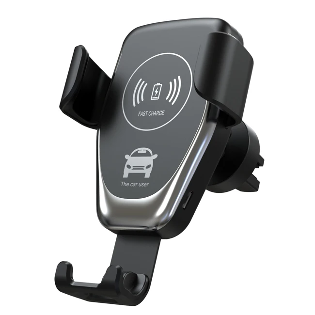 

Free Shipping Fast Charger Car Mount Adjustable Gravity Air Vent Phone Holder 2 in 1 Qi Wireless Charging for car C12, Black