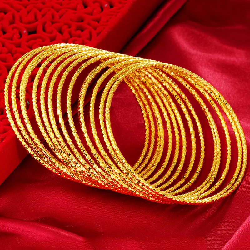 

2019 Hot Fashion No Fade Minimalism Delicate 65mm Diameter Gold Bangle Fine Jewelry for Girls, Golden