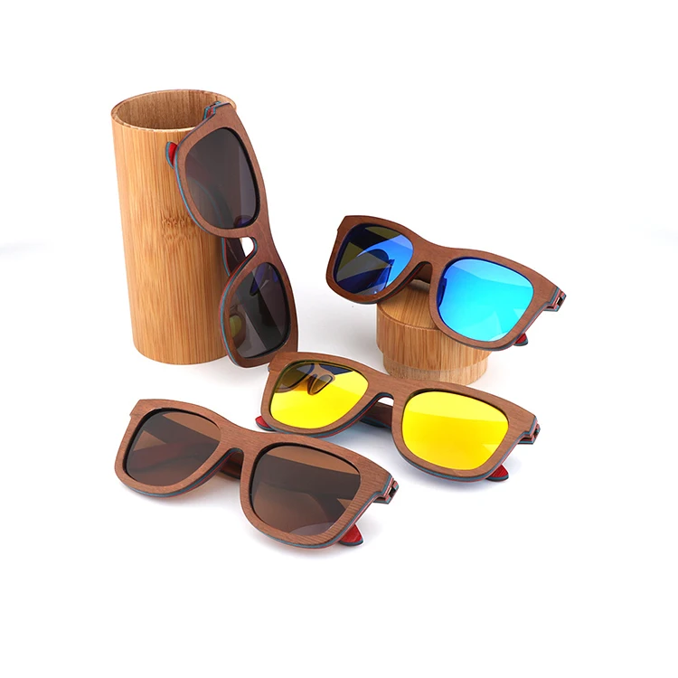 

2019 Wholesale Skateboard Polarized Wood Bamboo Sunglasses Custom Logo