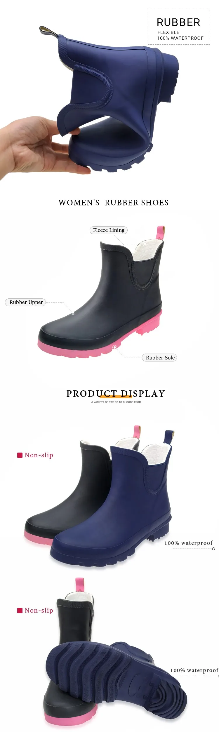 rubber heel boots womens