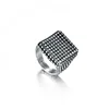 Men Vintage Rock Punk Wind Starry Gothic Stainless Steel Casting Square Dot Rivet Ring