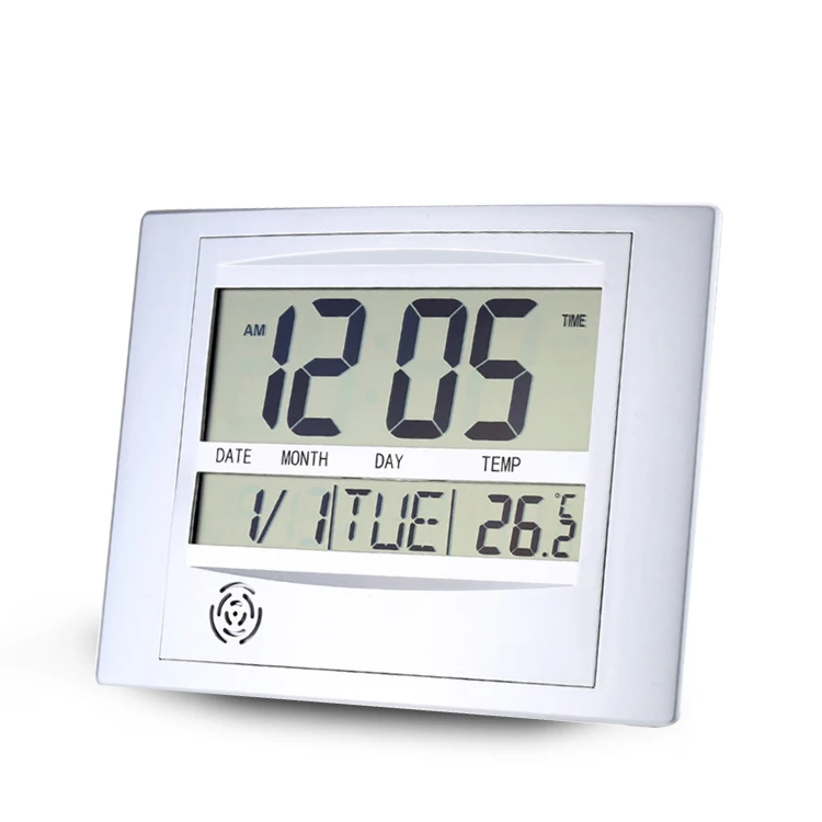 

Indoor electronic weather Thermometer snooze Digital Alarm Clock wall clock with Countdown function, Silver