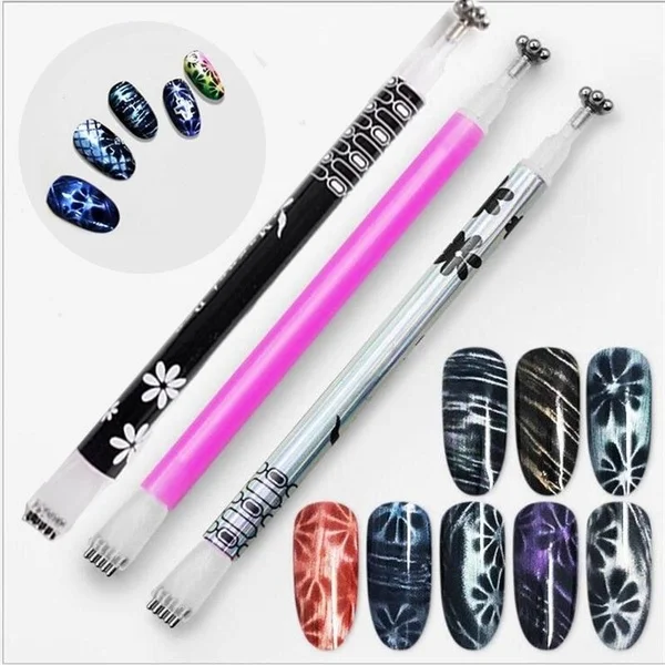 

New Arrival Double Head Flower Shape Magic Stick Pen Nail Art Pen Cat Eye Gel Magnetic Pen
