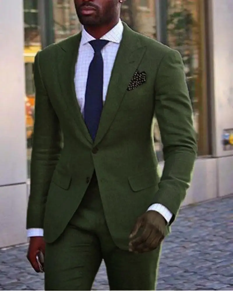 

Morili Slim Fit Handsome Groomsmen Groom Tuxedos Party Prom Business Suits (Jacket+Pants) Dark Green Men Wedding Suits MMA448