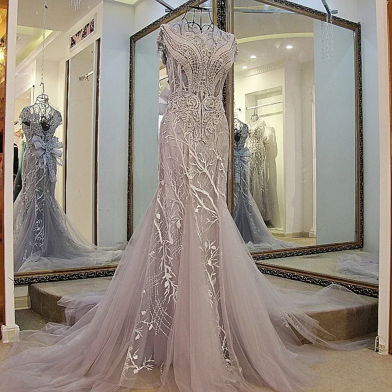 gray color evening gowns