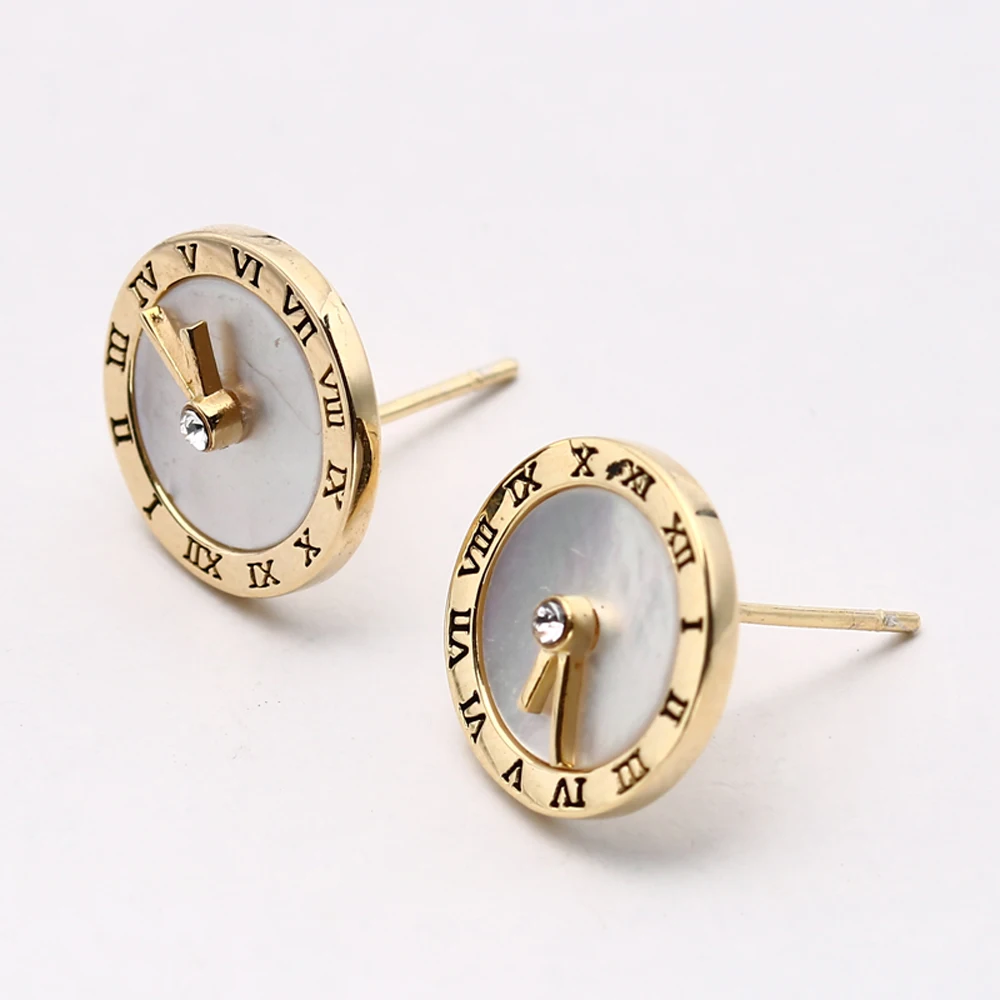 

Jewelry wholesale fashion Roman digital clock hands earrings stud sterling silver Prevent allergies for women earring